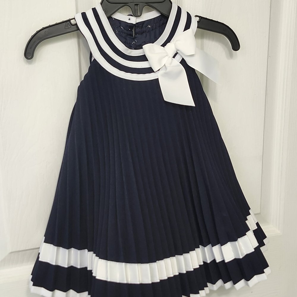 Navy and White Classic Sailor Dress with Bow